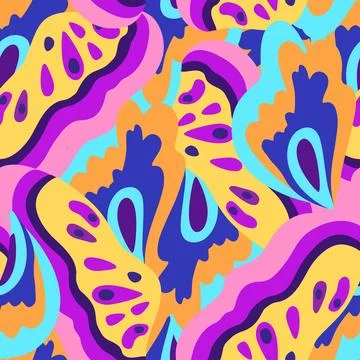 Colorful ornamental psychedelic pattern. Funky vector texture with colorful Stock Illustration