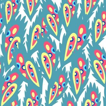 Colorful ornamental psychedelic pattern. Funky vector texture with colorful Stock Illustration
