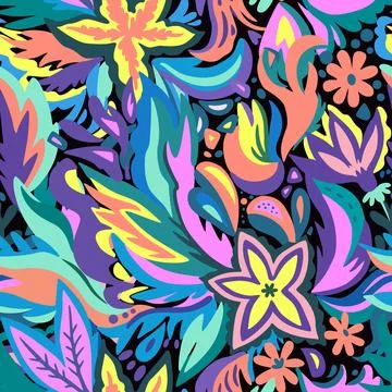 Colorful ornamental psychedelic pattern. Funky vector texture with colorful.. Stock Illustration