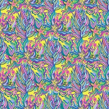 Colorful ornamental psychedelic pattern. Funky vector texture with colorful.. Illustrazione stock