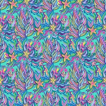 Colorful ornamental psychedelic pattern. Funky vector texture with colorful.. Stock Illustration