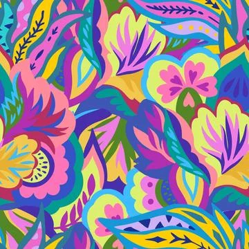 Colorful ornamental psychedelic pattern. Funky texture with colorful abstra.. Stock Illustration