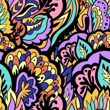 Colorful ornamental psychedelic pattern. Funky texture with colorful abstra.. イラスト素材