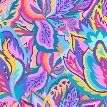 Colorful ornamental psychedelic pattern. Funky texture with colorful abstra.. Stock Illustration