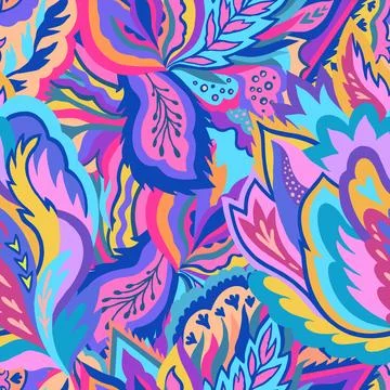 Colorful ornamental psychedelic pattern. Funky texture with colorful abstra.. Stock Illustration