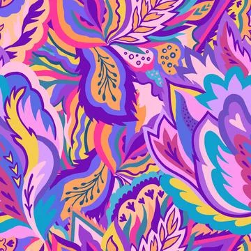 Colorful ornamental psychedelic pattern. Funky texture with colorful abstra.. Stock Illustration