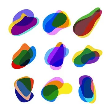 Colorful overlapping abstract blobs forming organic shapes Stock Illustration