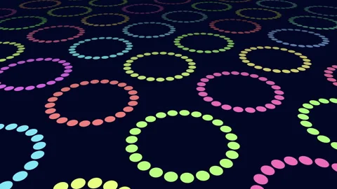 Colorful overlapping circle pattern on black background Stock Footage 263546313