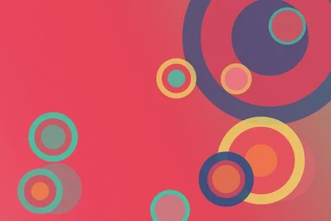 Colorful overlapping circle shapes create a playful abstract pattern on a p.. 스톡 일러스트