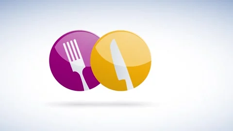 Colorful overlapping circles containing fork, knife and spoon icons represe.. 库存影片 329152257