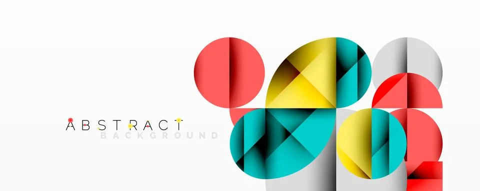 Colorful overlapping circles create abstract geometric pattern. Bright red, Illustrazione stock