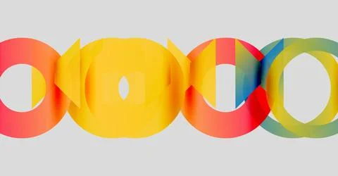 Colorful overlapping circles create abstract pattern. Bright hues blend, forming Stock Illustration