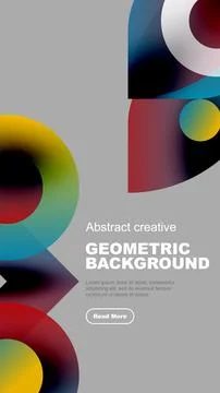 Colorful overlapping circles create abstract geometric background. Text details Stock Illustration