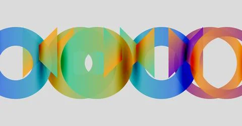 Colorful overlapping circles create abstract pattern. Bright hues blend, forming Stock Illustration