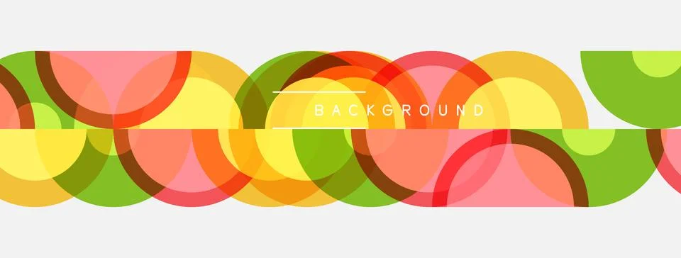 Colorful overlapping circles create abstract pattern. Bright hues blend, fo.. Stock Illustration