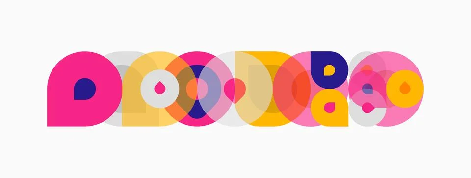 Colorful overlapping circles create abstract pattern. Bright hues dominate Stock Illustration