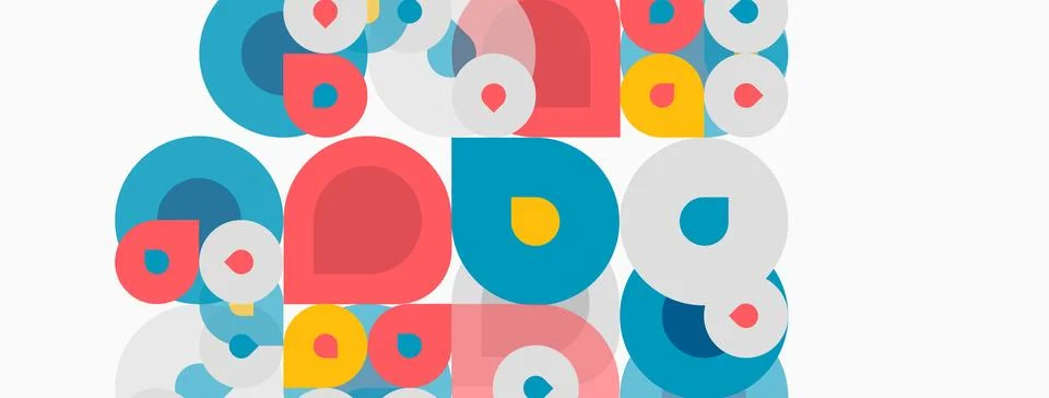 Colorful overlapping circles create abstract pattern. Shapes vary sizes, hues Stockillustratie