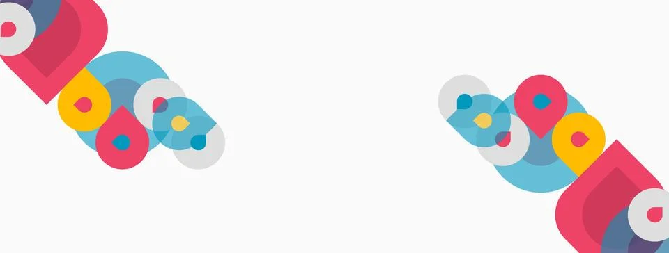 Colorful overlapping circles create abstract patterns. Simple shapes, bright 스톡 일러스트