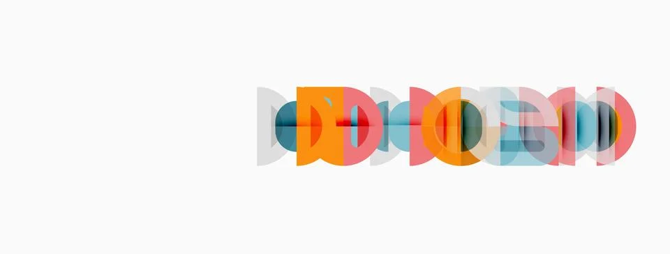 Colorful overlapping circles create abstract design. Minimalist composition, Stock Illustration