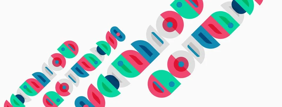 Colorful overlapping circles create abstract pattern. Diagonal arrangement ad Stockillustratie