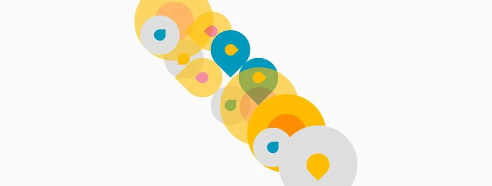 Colorful overlapping circles create abstract pattern. Soft hues blend, formin 스톡 일러스트