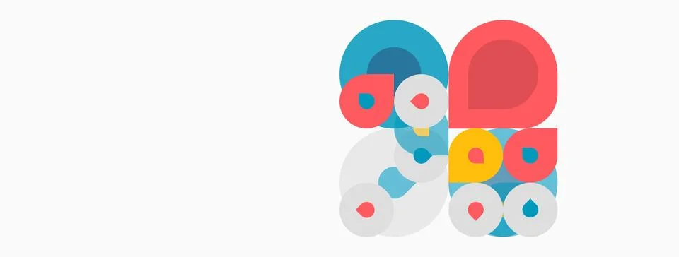 Colorful overlapping circles create abstract composition. Simple shapes, flat イラスト素材