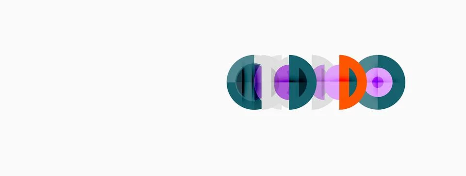 Colorful overlapping circles create abstract design. Simple shapes, modern Illustrazione stock