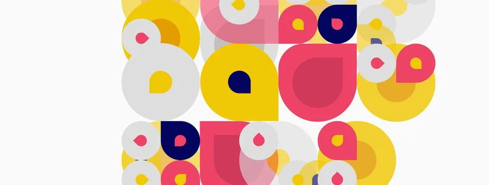 Colorful overlapping circles create abstract pattern. Bright hues dominate Stock Illustration