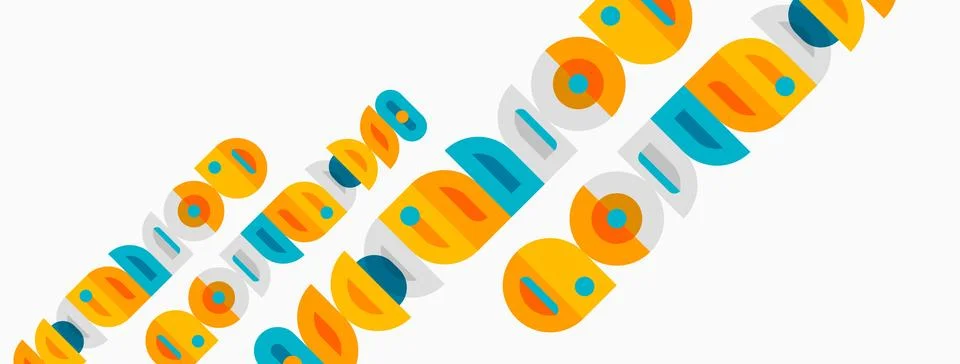 Colorful overlapping circles create dynamic pattern. Bright hues suggest pl.. Stockillustratie