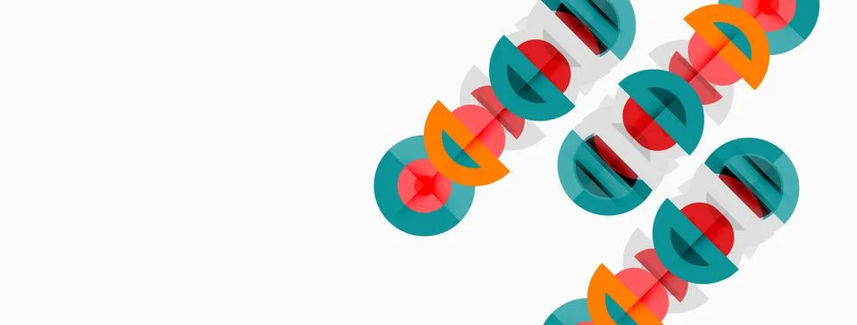 Colorful overlapping circles create dynamic pattern. Design features red, o.. Stock Illustration
