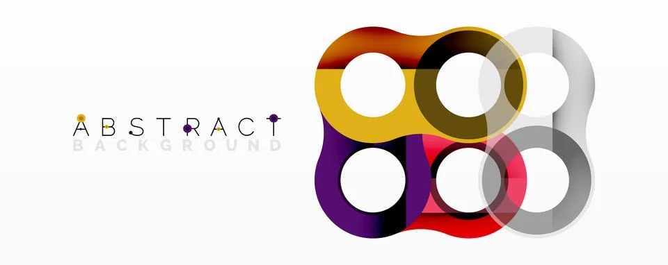Colorful overlapping circles create modern abstract design. Gradient shades 스톡 일러스트