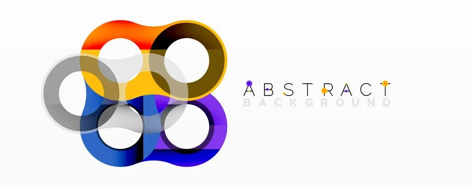 Colorful overlapping circles create modern design. Bright hues blend, forming Illustrazione stock