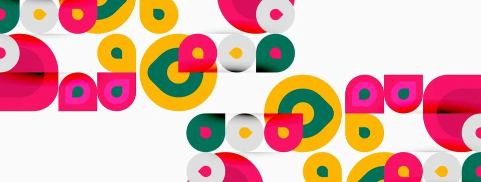 Colorful overlapping circles create vibrant pattern. Geometric shapes, modern 스톡 일러스트