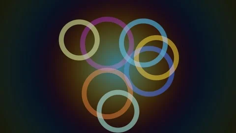 Colorful overlapping circles on a dark background design Stock Footage 340269398