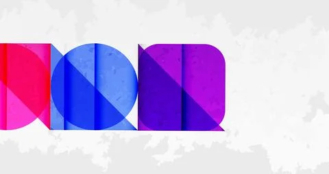Colorful overlapping circles form text. Background features subtle texture, Stock Illustration