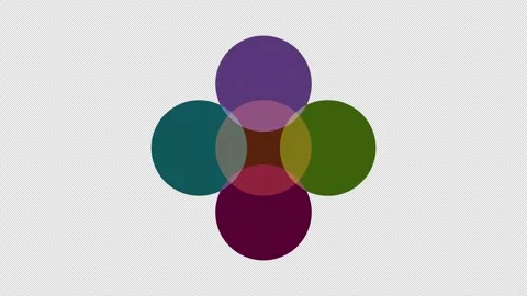 Colorful overlapping circles with transparency creating abstract blend effe.. 스톡 동영상 336922052