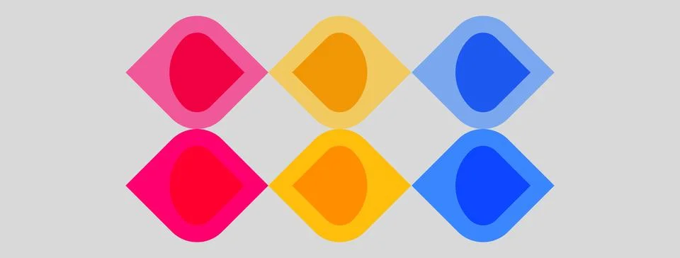 Colorful overlapping diamonds create abstract pattern. Shapes vary in hue, 스톡 일러스트