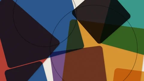 Colorful overlapping geometric shapes on plain background. 2d animation Video stock 342727325