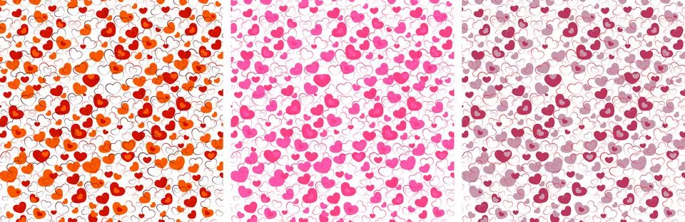 Colorful Overlapping Heart Pattern Background Stock Illustration