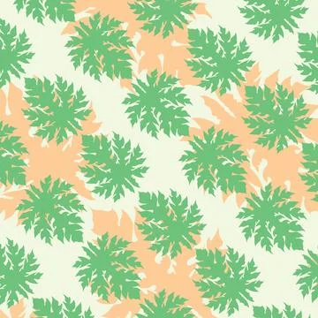 Colorful overlapping papaya leaf simple flat pattern design Stock Illustration
