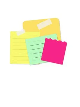Colorful overlapping paper notes stack Stock Illustration