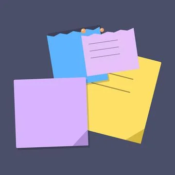 Colorful overlapping paper notes with text Stock Illustration