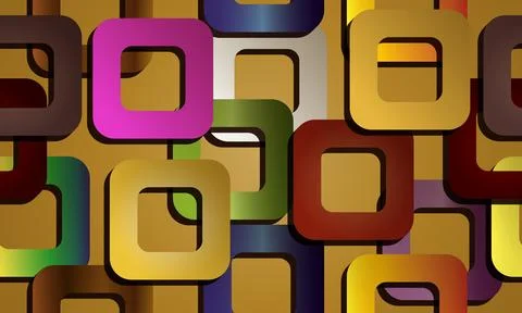 Colorful overlapping rounded square frames abstract pattern. repeat tile. Stockillustratie