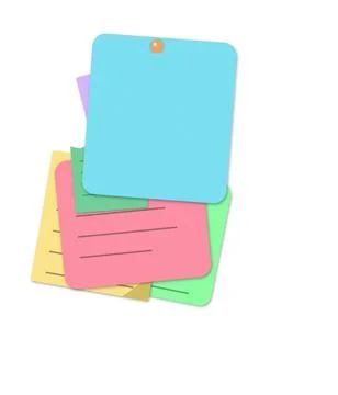Colorful overlapping sticky notes on desk Stock Illustration