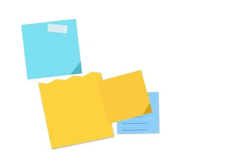 Colorful overlapping sticky notes on desk Stock Illustration