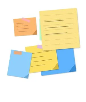 Colorful overlapping sticky notes with text lines Stock Illustration