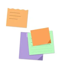 Colorful overlapping sticky notes on white background Stock Illustration