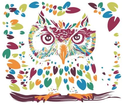 Colorful Owl Pattern Illustrazione stock