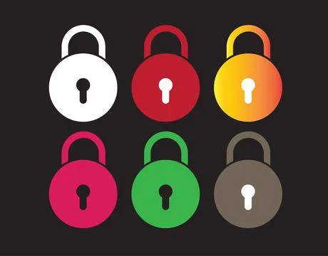 Colorful Padlock Icons Set Representing Security, Privacy and Access Contro.. Stock Illustration
