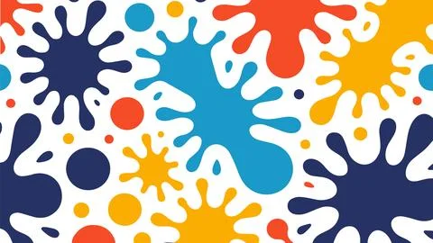 Colorful Paint Blob Seamless Pattern, Fun Liquid Splash Shapes Stock Illustration
